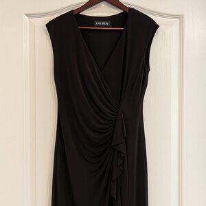 Lauren Ralph Lauren Ruched Black Jersey Dress • Size 14